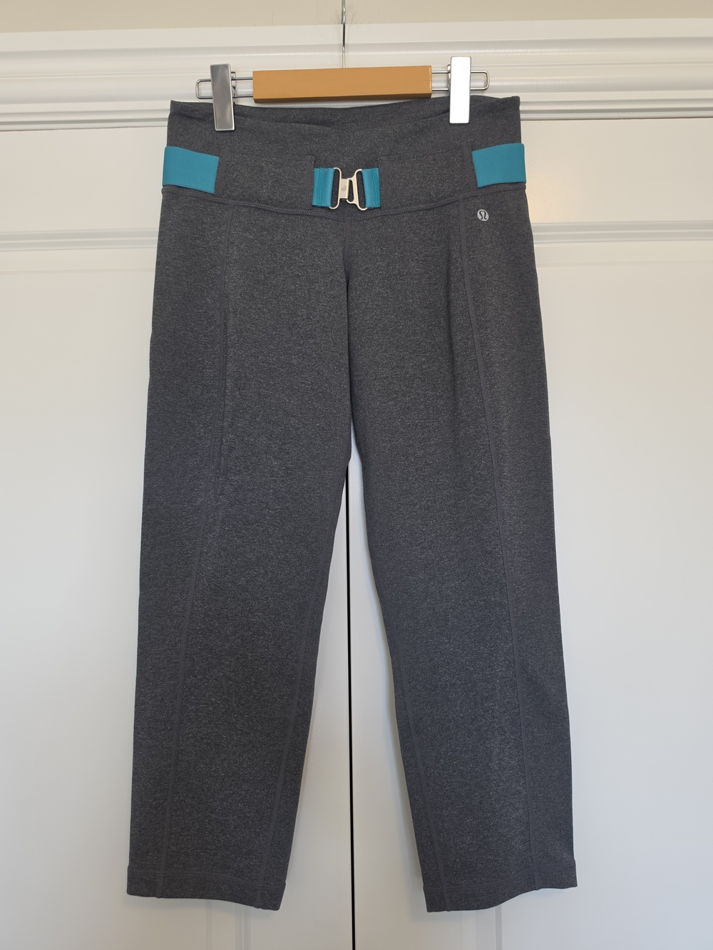 LULULEMON BELT IT OUT LOW RISE YOGA PANTS GREY TEAL SIZE 6